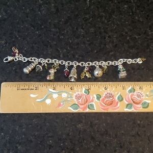 Brighton Silver Charm Bracelet with Red and Green Accents